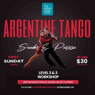 Don’t Miss a Special Argentine Tango Workshop with Sandor and Parissa Every First Sunday of the Month @ 4 pm