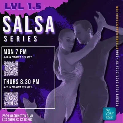 🕺💃 4-week Salsa & Bachata Dance Class Series Level 1.5 – Only $60 – Starting Monday, April 6th
