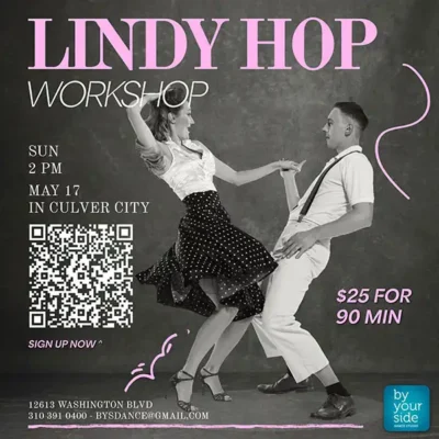 🕺💃 Lindy Hop Workshop – Only $25 for 90 Minutes – Sunday, May 17th