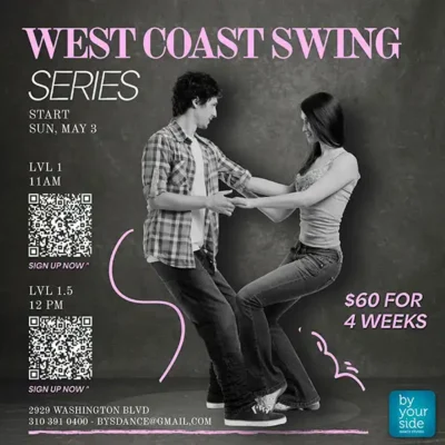 🕺💃 4-Week West Coast Swing Series Level 1 and 1.5 – Only $60 – Starting Sunday, May 3rd