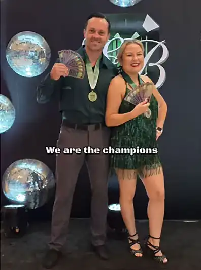 Huge Congratulations to Maritza and Aarin for an Unforgettable Showing at the Emerald Ball Dancesport Championships!