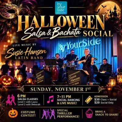 🎃💀 Salsa, Bachata & Live Music by the Susie Hansen Band! Don’t Miss our Halloween Salsa Bachata Dance Party – Sunday, November 1st