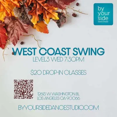 π Unbeatable Value: 4 Weeks of Dance Fun! πΊπ West Coast Swing Series Level 3 – Drop-ins only $20 per class – Starting Wednesday, November 4th
